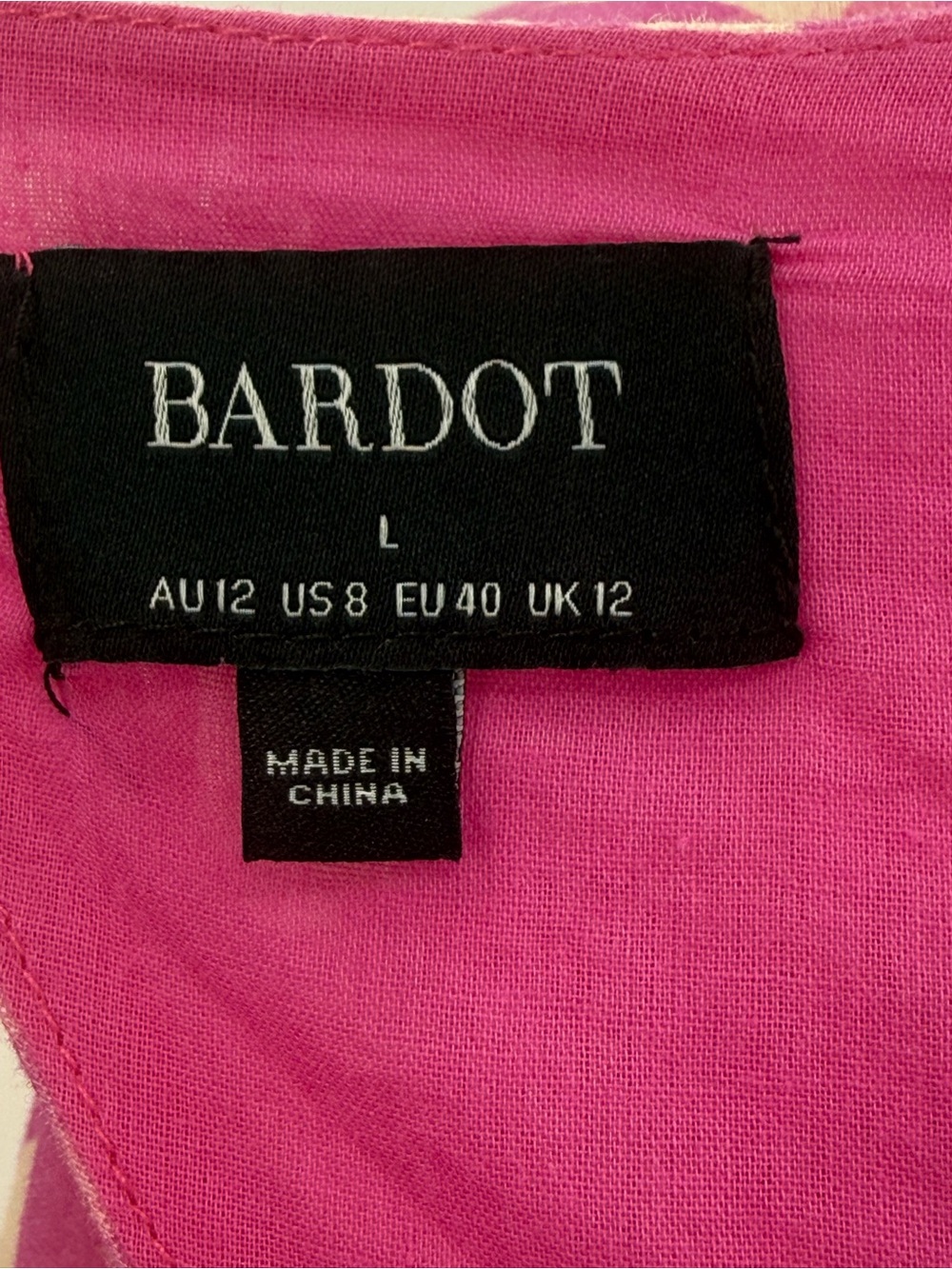 Bardot Pink Floral Mini Dress Puff Sleeve Cutout Fit & Flare Party Cocktail SZ L - Picture 11 of 13